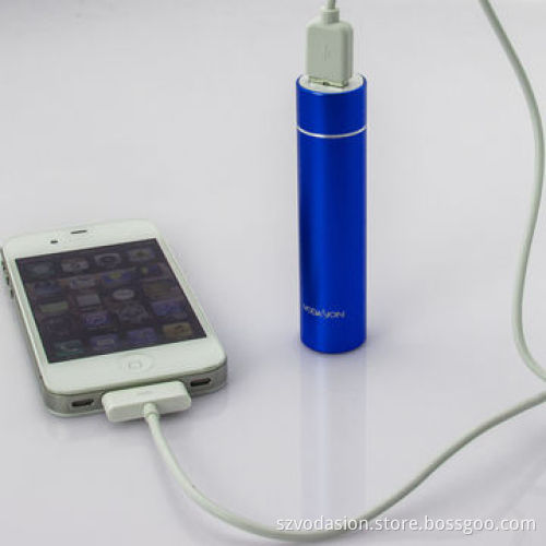New Lipstick External Style Power Bank, 2600mAh Capacity, Rechargeable with Stainless Steel Design